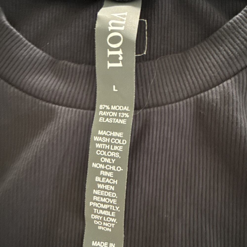VUORI Womens Pose Sands Dress Size Lg Midi Sleeveless Black Ribbed Stretch VW613 - Picture 5 of 9